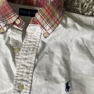 Polo by Ralph Lauren White Shirt with Plaid Collar